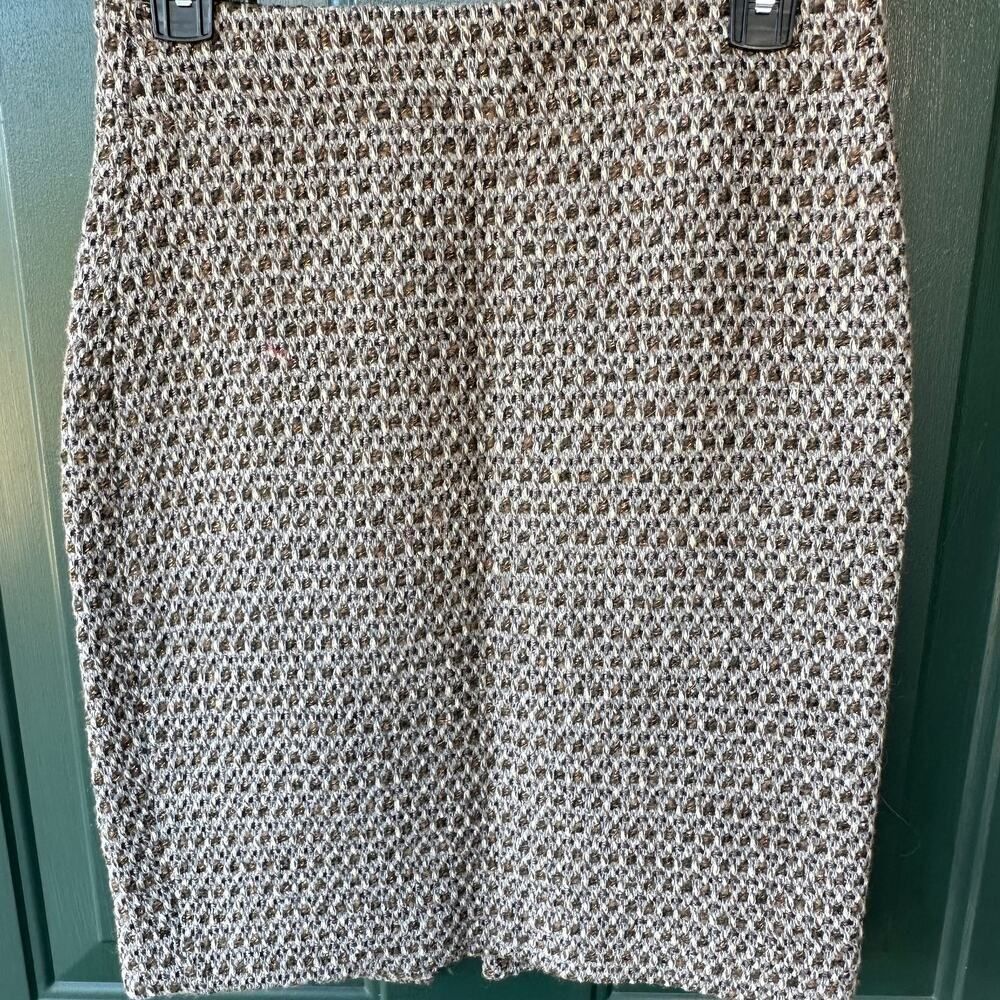 J.Crew Wool Tweed Pencil Skirt 2 Wool Britcore Rose Gold Accent Classic Office